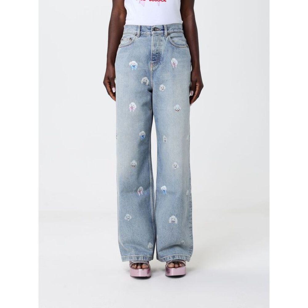 Fiorucci Women Printed Denim Wide Leg Jeans Fiorucci